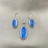 Sterling Silver Earring and Pendant Adult Set, with Bermuda Blue Opal, Polished, Silver Finish, 10.391.0017