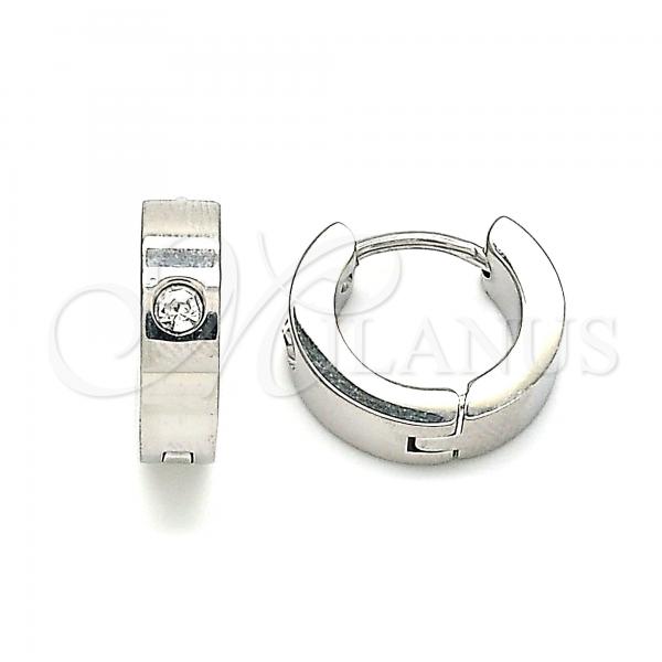 Stainless Steel Huggie Hoop, with White Crystal, Polished, Steel Finish, 02.384.0030.1.12