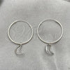Sterling Silver Small Hoop, Moon Design, Polished, Silver Finish, 02.402.0026.25