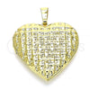 Oro Laminado Locket Pendant, Gold Filled Style Heart Design, Polished, Golden Finish, 05.117.0031