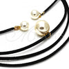 Oro Laminado Fancy Necklace, Gold Filled Style Choker and Ball Design, with Ivory Pearl, Polished, Golden Finish, 04.215.0014.72
