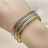Oro Laminado Trio Bangle, Gold Filled Style Polished, Tricolor, 07.170.0058