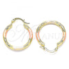 Oro Laminado Small Hoop, Gold Filled Style Diamond Cutting Finish, Tricolor, 02.213.0244.25