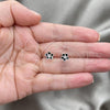 Sterling Silver Stud Earring, Flower Design, Black Enamel Finish, Silver Finish, 02.406.0005.01