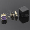 Oro Laminado Stud Earring, Gold Filled Style Flower Design, Enamel Finish, Golden Finish, 02.64.0384 *PROMO*