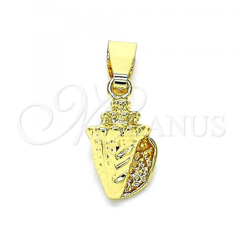 Oro Laminado Fancy Pendant, Gold Filled Style Diamond Cutting Finish, Golden Finish, 5.180.041