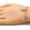 Oro Laminado Charm Bracelet, Gold Filled Style Guadalupe Design, Polished, Tricolor, 03.351.0120.08