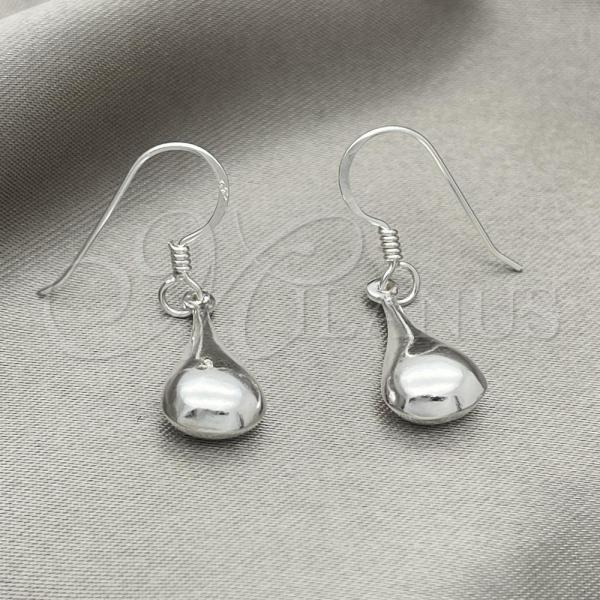 Sterling Silver Long Earring, Hollow Design, Polished, Silver Finish, 02.392.0032