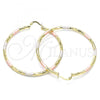Oro Laminado Large Hoop, Gold Filled Style Diamond Cutting Finish, Tricolor, 02.213.0248.60