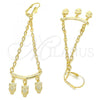 Oro Laminado Long Earring, Gold Filled Style Owl and Rolo Design, Polished, Golden Finish, 02.32.0551