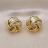 Oro Laminado Stud Earring, Gold Filled Style Chunky Design, Diamond Cutting Finish, Golden Finish, 02.213.0691