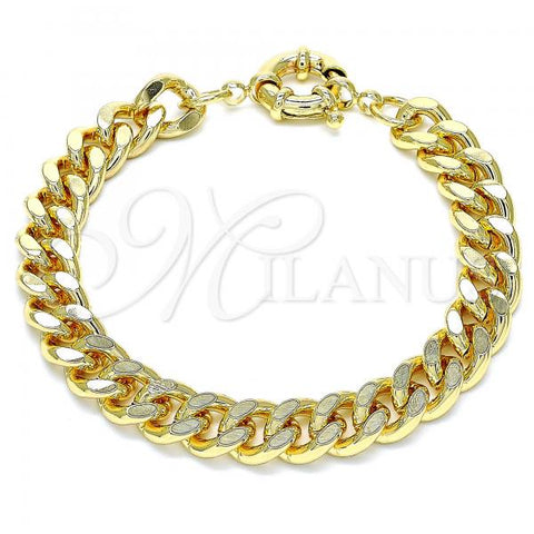 Oro Laminado Basic Bracelet, Gold Filled Style Miami Cuban Design, Polished, Golden Finish, 03.319.0005.08
