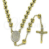 Oro Laminado Medium Rosary, Gold Filled Style Guadalupe and Crucifix Design, Polished, Golden Finish, 09.213.0067.24