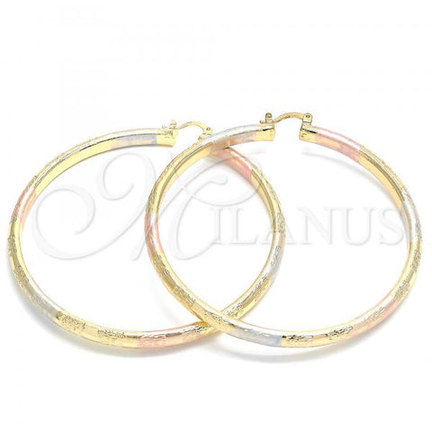 Oro Laminado Extra Large Hoop, Gold Filled Style Polished, Tricolor, 02.170.0184.1.80