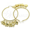 Oro Laminado Large Hoop, Gold Filled Style Elephant Design, Diamond Cutting Finish, Golden Finish, 02.380.0041.1.50