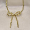 Oro Laminado Fancy Necklace, Gold Filled Style Bow Design, Polished, Golden Finish, 04.341.0123.18