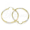 Oro Laminado Large Hoop, Gold Filled Style Diamond Cutting Finish, Tricolor, 02.213.0154.1.50