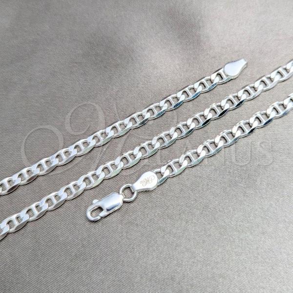 Sterling Silver Basic Anklet, Mariner Design, Polished, Silver Finish, 04.420.0021.10
