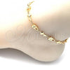 Oro Laminado Fancy Anklet, Gold Filled Style Lock and key Design, Polished, Golden Finish, 03.326.0021.10