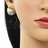Oro Laminado Stud Earring, Gold Filled Style Chunky Design, with White Micro Pave, Polished, Golden Finish, 02.213.0629.12