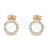 Sterling Silver Stud Earring, with White Cubic Zirconia, Polished, Rose Gold Finish, 02.369.0012.1