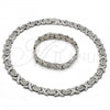Stainless Steel Necklace and Bracelet, Hugs and Kisses and Leaf Design, Polished, Steel Finish, 06.231.0003