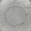 Sterling Silver Fancy Bracelet, Heart Design, Polished, Silver Finish, 03.392.0008.07