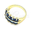 Oro Laminado Multi Stone Ring, Gold Filled Style with Sapphire Blue Cubic Zirconia, Polished, Golden Finish, 01.346.0020.4.07