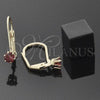Oro Laminado Leverback Earring, Gold Filled Style with Garnet Cubic Zirconia, Polished, Golden Finish, 5.128.096