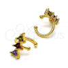 Oro Laminado Earcuff Earring, Gold Filled Style with Multicolor Cubic Zirconia, Polished, Golden Finish, 02.210.0690.1