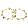 Oro Laminado Stud Earring, Gold Filled Style Evil Eye Design, Multicolor Enamel Finish, Golden Finish, 02.341.0068