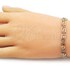 Oro Laminado Solid Bracelet, Gold Filled Style Greek Key Design, Polished, Golden Finish, 03.213.0379.07