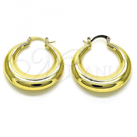 Oro Laminado Medium Hoop, Gold Filled Style Hollow Design, Polished, Golden Finish, 02.163.0170.35