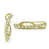 Oro Laminado Earcuff Earring, Gold Filled Style with White Cubic Zirconia, Polished, Golden Finish, 02.210.0737