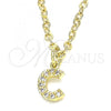 Oro Laminado Fancy Pendant, Gold Filled Style Initials Design, with White Cubic Zirconia, Polished, Golden Finish, 05.341.0023