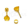 Stainless Steel Stud Earring, with Golden Cubic Zirconia, Polished, Golden Finish, 02.271.0024.7