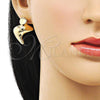 Oro Laminado Stud Earring, Gold Filled Style Chunky Design, Polished, Golden Finish, 02.163.0323