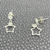 Sterling Silver Long Earring, Star Design, with White Cubic Zirconia, Polished, Silver Finish, 02.401.0059