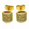 Oro Laminado Stud Earring, Gold Filled Style with White Cubic Zirconia, Polished, Golden Finish, 02.344.0027