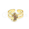 Oro Laminado Baby Ring, Gold Filled Style Butterfly Design, with Garnet Micro Pave, Polished, Golden Finish, 01.233.0021.1 (One size fits all)