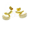 Oro Laminado Stud Earring, Gold Filled Style Snake Design, with Ivory Pearl, Polished, Golden Finish, 02.379.0059