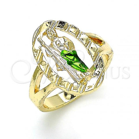 Oro Laminado Elegant Ring, Gold Filled Style San Judas Design, Polished, Tricolor, 01.351.0014.09 (Size 9)