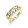 Oro Laminado Multi Stone Ring, Gold Filled Style with White Cubic Zirconia, Polished, Golden Finish, 01.346.0023.07