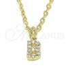 Oro Laminado Fancy Pendant, Gold Filled Style Initials Design, with White Cubic Zirconia, Polished, Golden Finish, 05.341.0022