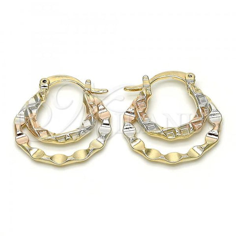 Oro Laminado Small Hoop, Gold Filled Style Diamond Cutting Finish, Tricolor, 02.65.2629.20