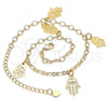 Oro Laminado Charm Anklet , Gold Filled Style Hand of God Design, Polished, Golden Finish, 03.63.2207.10