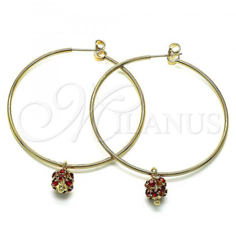 Oro Laminado Medium Hoop, Gold Filled Style with Garnet Crystal, Polished, Golden Finish, 02.63.2736.1.50