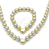 Oro Laminado Necklace and Bracelet, Gold Filled Style Chunky and Ball Design, Polished, Two Tone, 06.341.0010.2