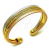 Oro Laminado Individual Bangle, Gold Filled Style Diamond Cutting Finish, Tricolor, 07.170.0069