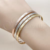 Oro Laminado Trio Bangle, Gold Filled Style Diamond Cutting Finish, Tricolor, 07.282.0044
